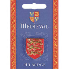 Medieval 3 Lions Shield Enamel Pin Badge