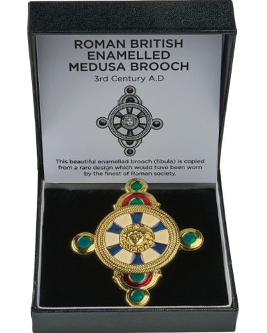 Roman Medusa Enamel Brooch