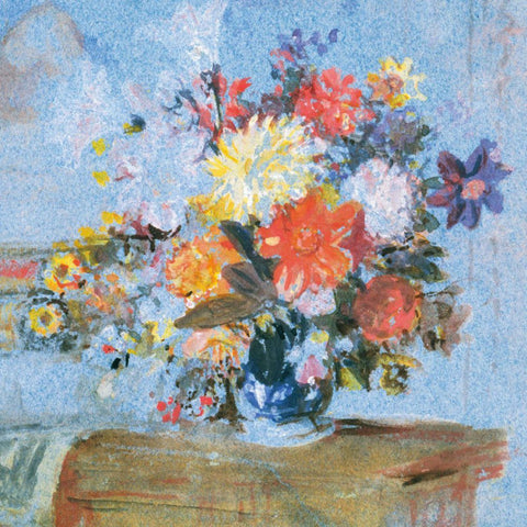 A Vase of Lillies, Dahlias and Other Flowers Greetings Card