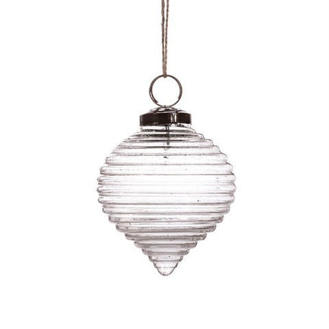 Clear Recycled Galss Ribbed Bauble