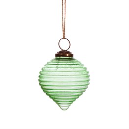 Green Recycled Galss Ribbed Bauble