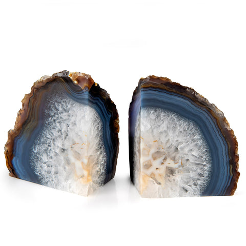 Blue Agate Bookends