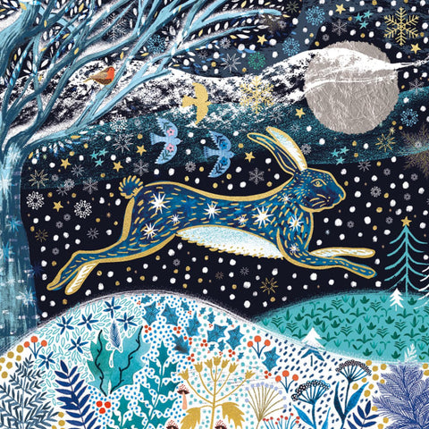 Moondust Snow Hare Christmas Card Pack of 5